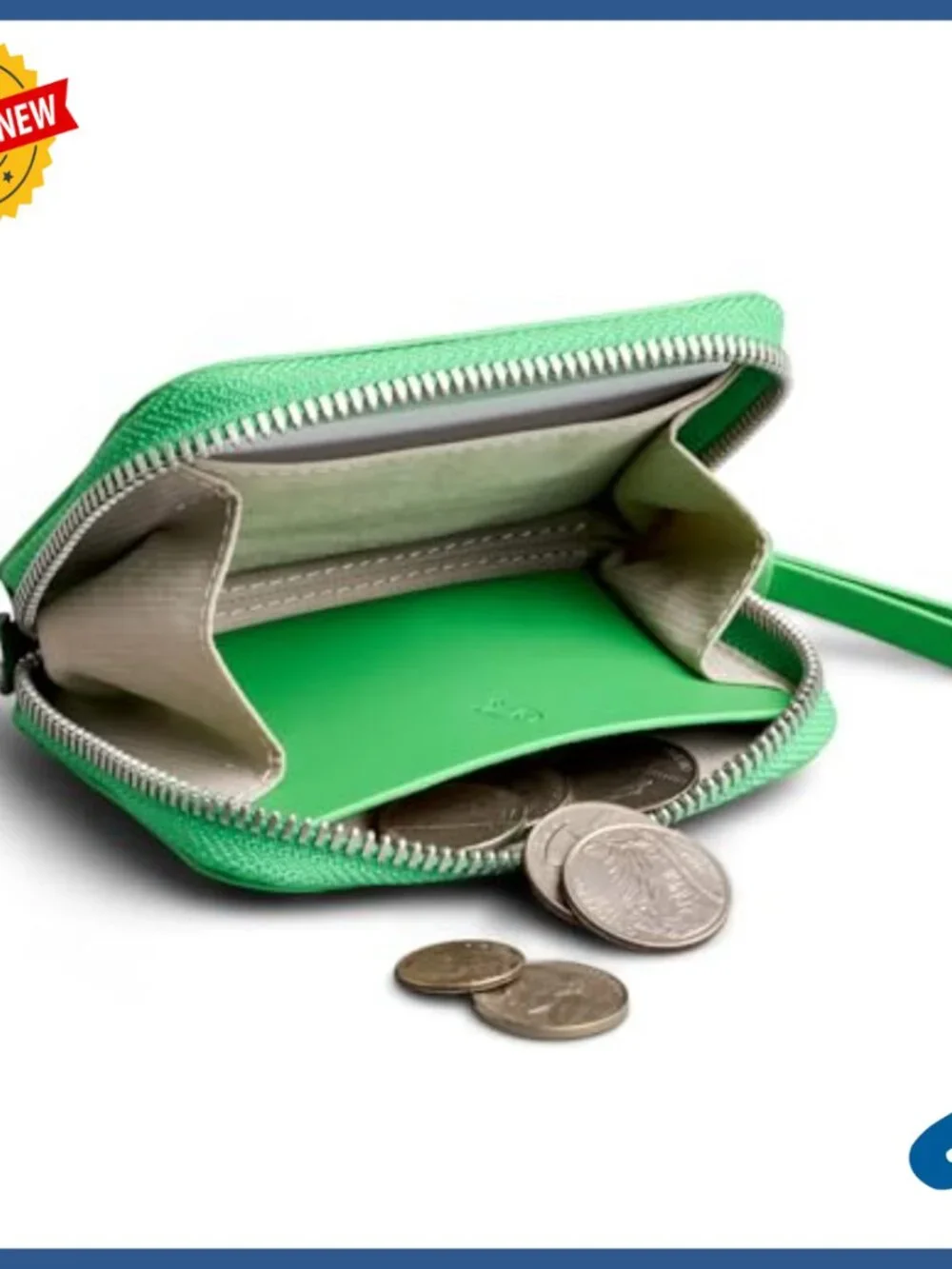 Small Leather Zip Wallet with Card, Coin & Key Storage